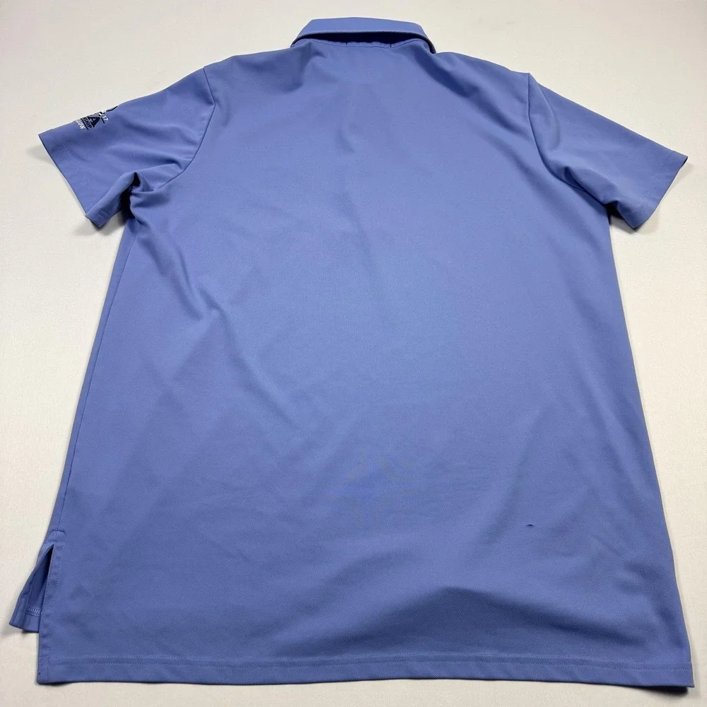 RLX Ralph Lauren Polo Shirt Mens Medium Blue Golf 2012 PGA Quail Hollow Pocket